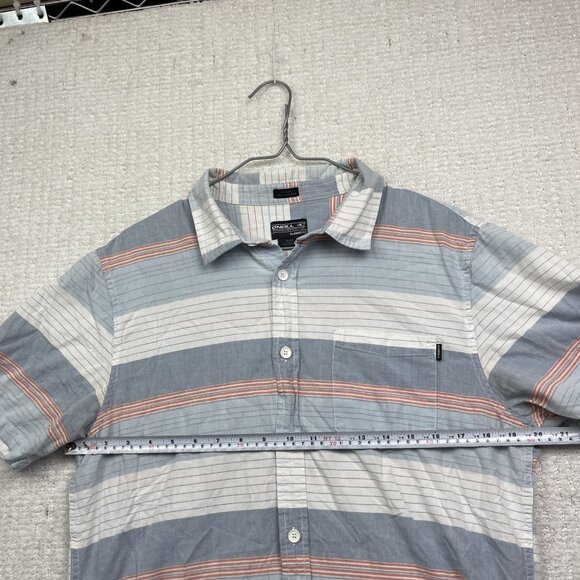 O'Neill Shirt Men M Classic Fit Blue / Orange Strip Button Up Short Sleeve Surf* - Picture 10 of 16
